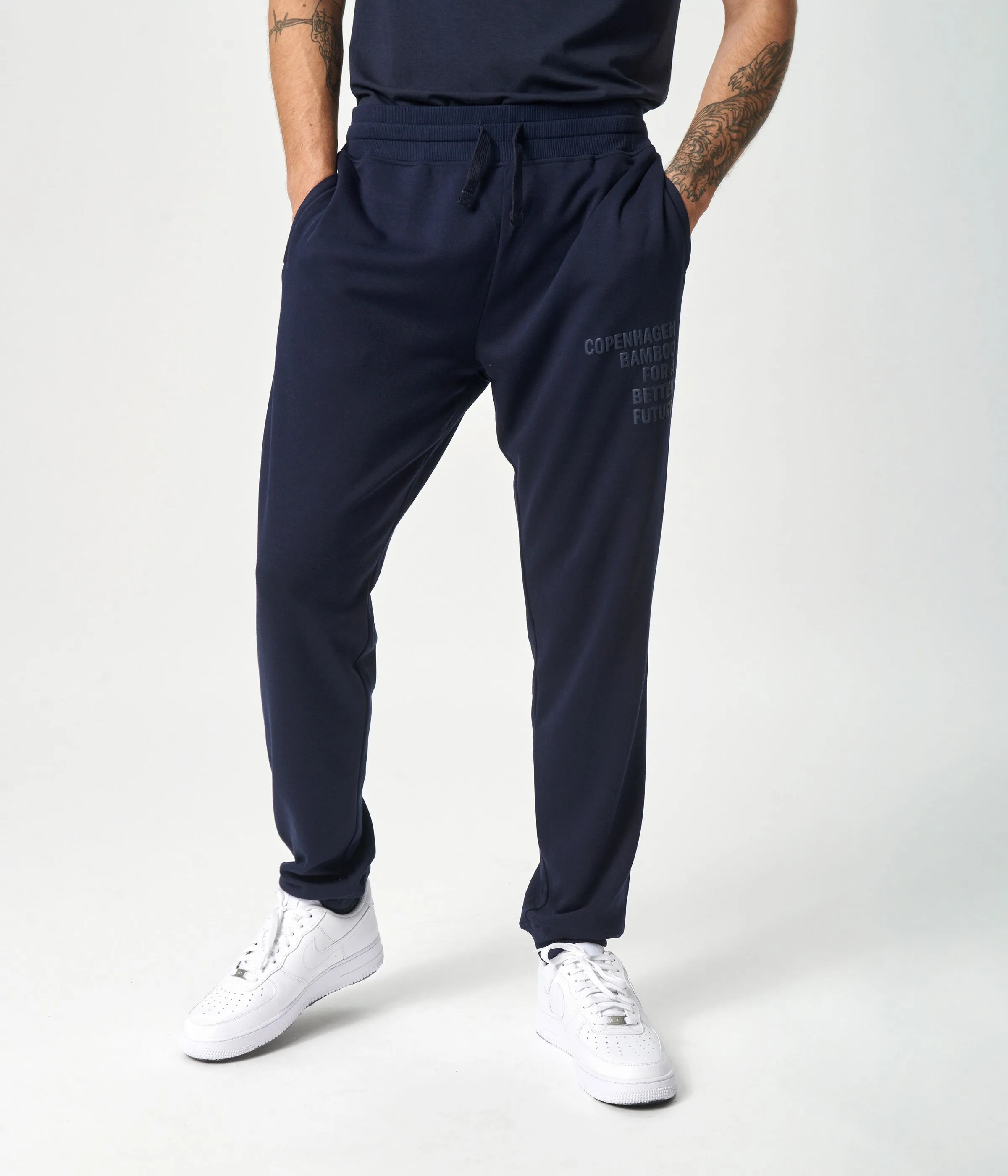 Navy bamboo hoodie track suit with logo