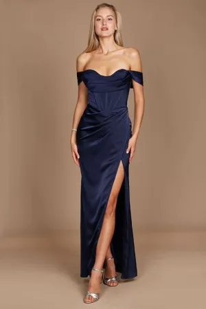 Navy Dylan & Davids Corset Satin Formal Evening Dress
