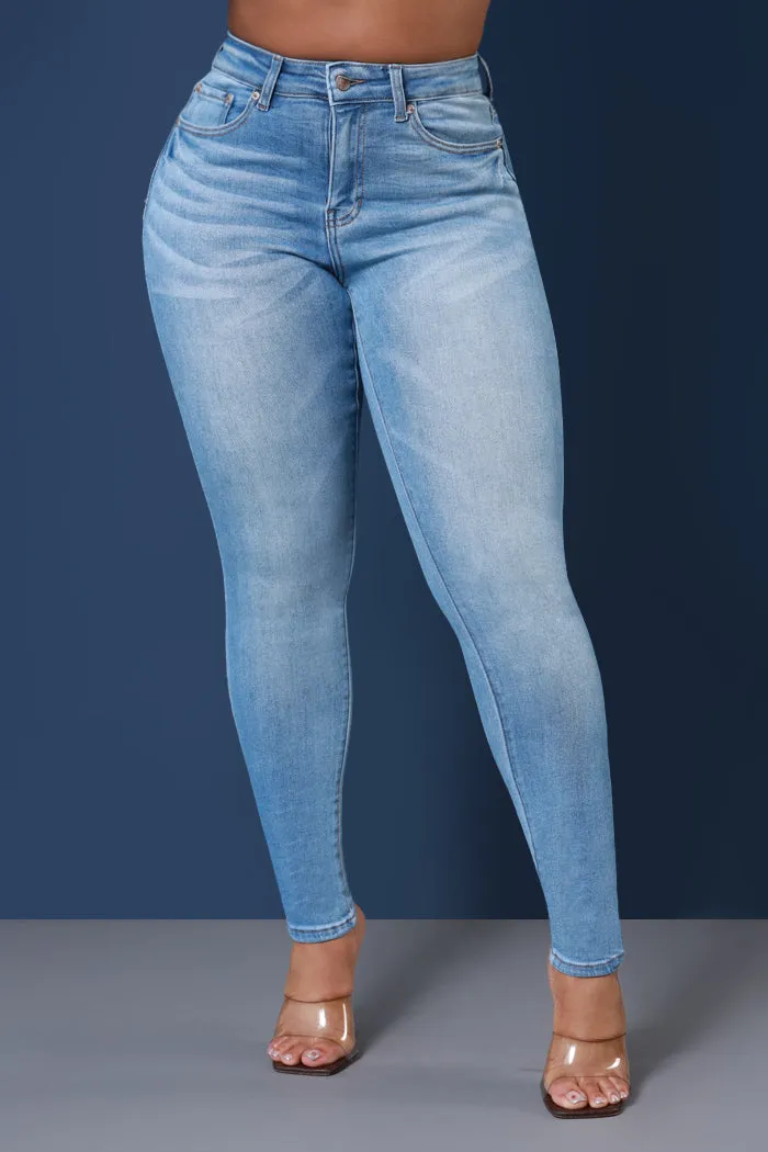 Not Thrilled Mid Rise Skinny Jeans - Light Wash
