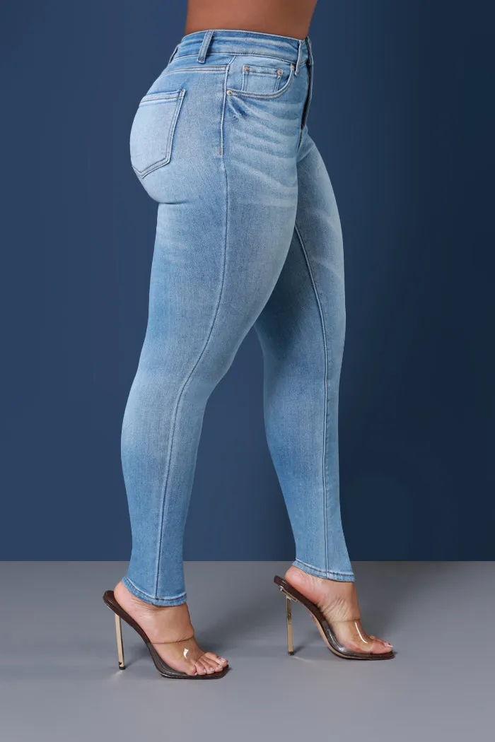Not Thrilled Mid Rise Skinny Jeans - Light Wash