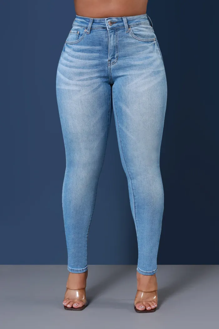 Not Thrilled Mid Rise Skinny Jeans - Light Wash