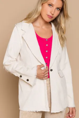 Oversized Corduroy Blazer - Beige