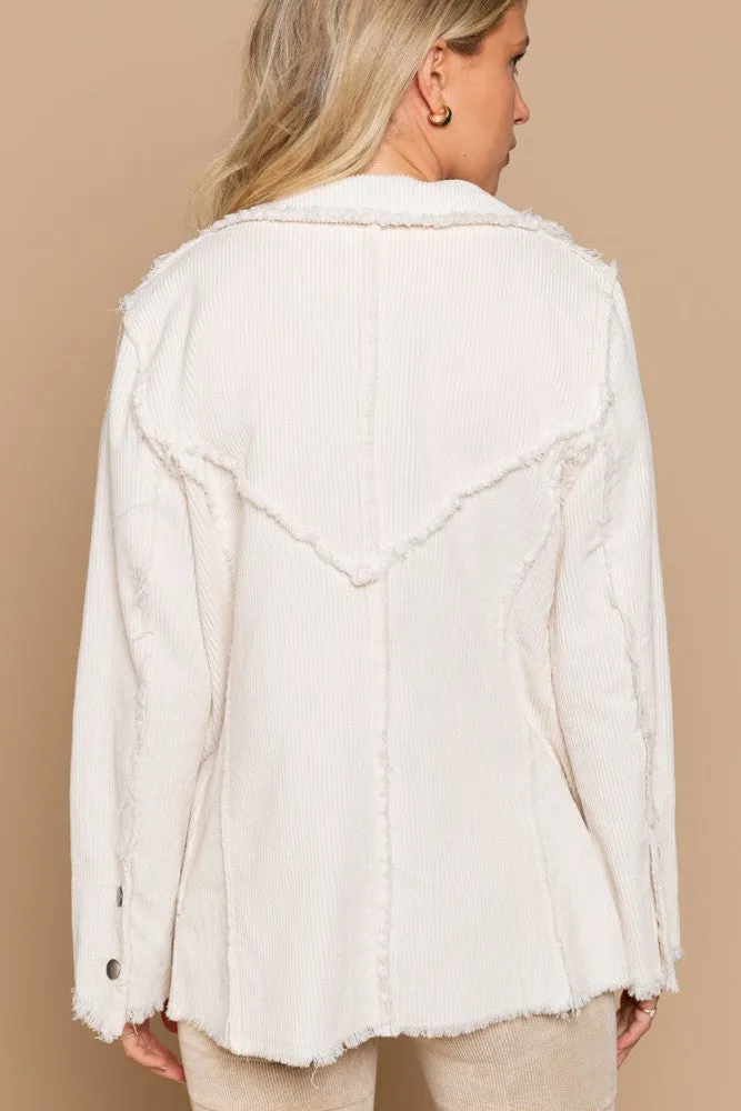 Oversized Corduroy Blazer - Beige