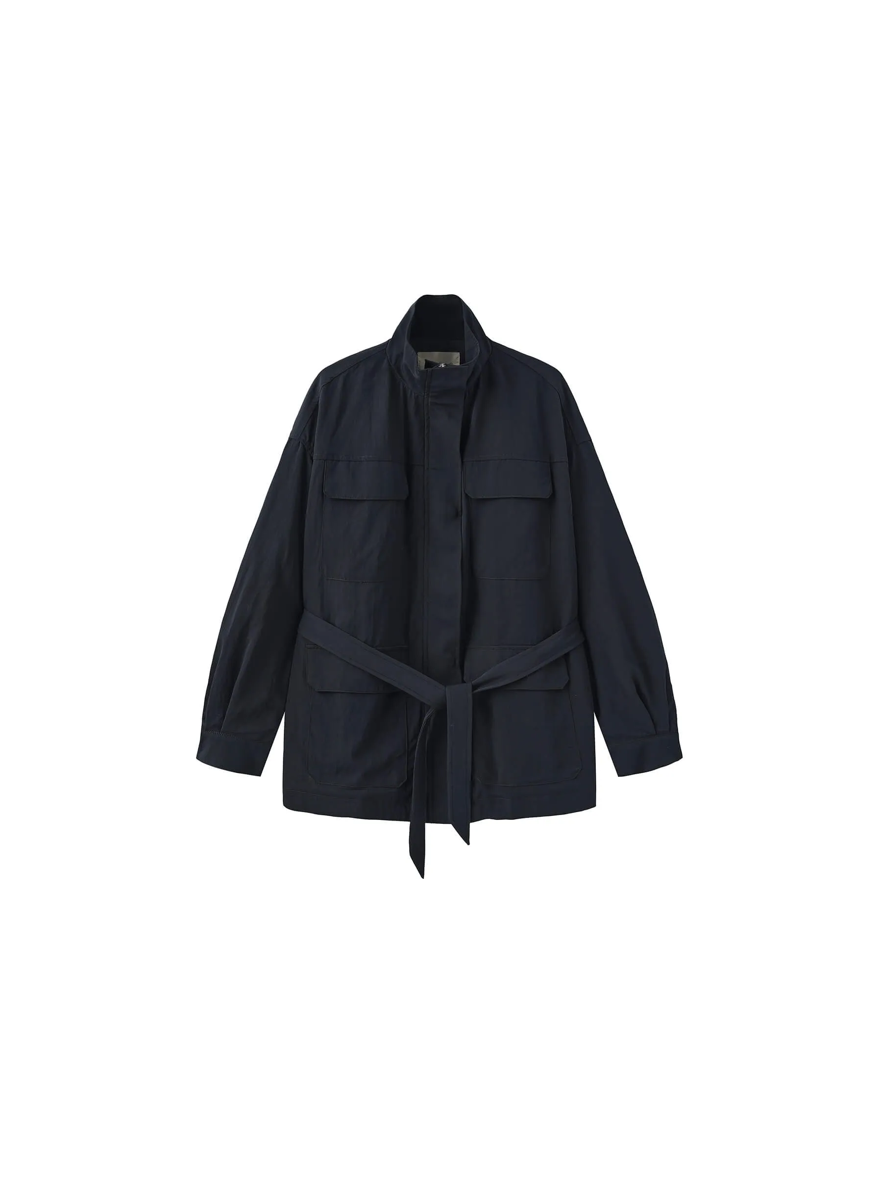 Oversized Funnel Neck Cropped Cargo Jacket