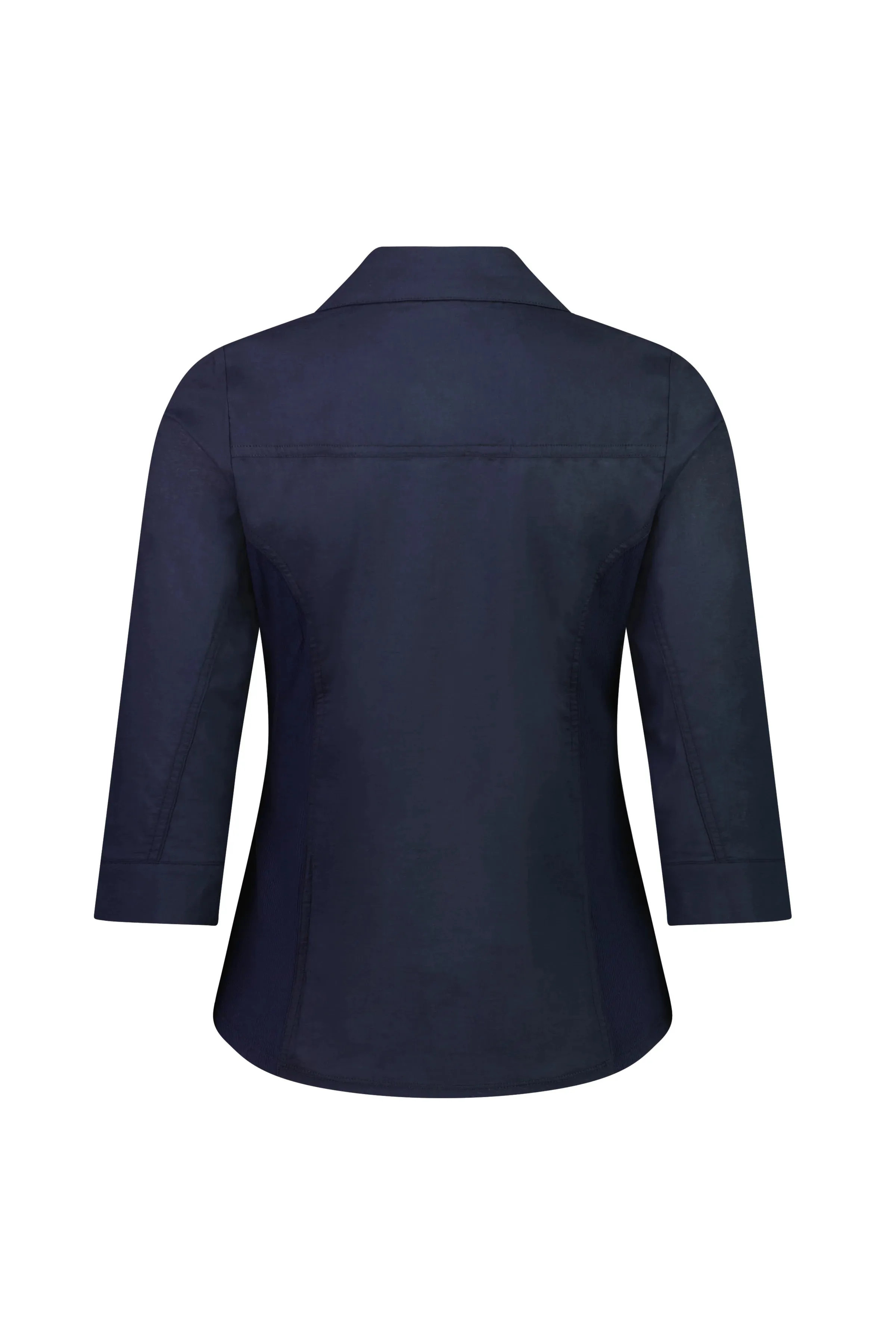 Plain Button Up Shirt with Rib Panels - Ink - VASSALLI