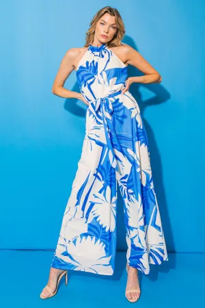PRINTED HALTER JUMPSUIT