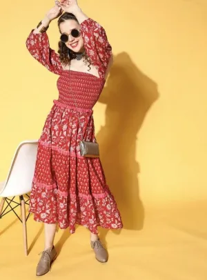 Romantic Red Floral All in the Details Dress