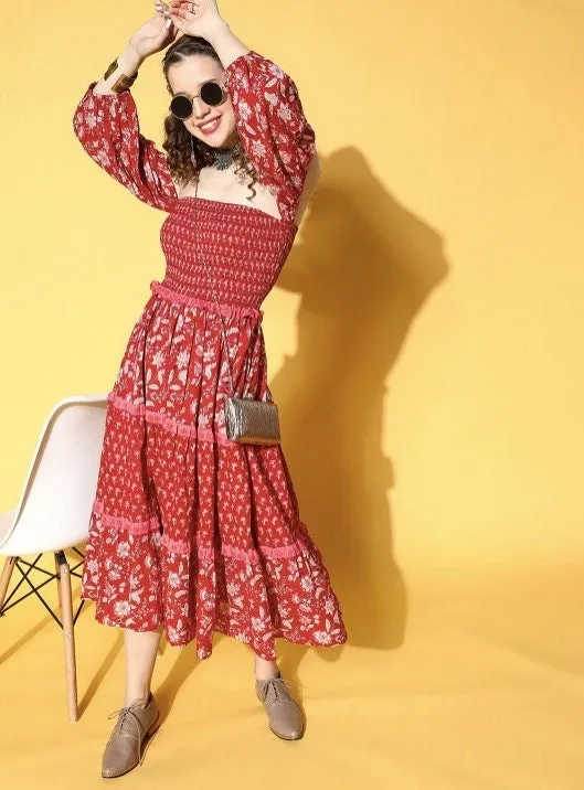 Romantic Red Floral All in the Details Dress