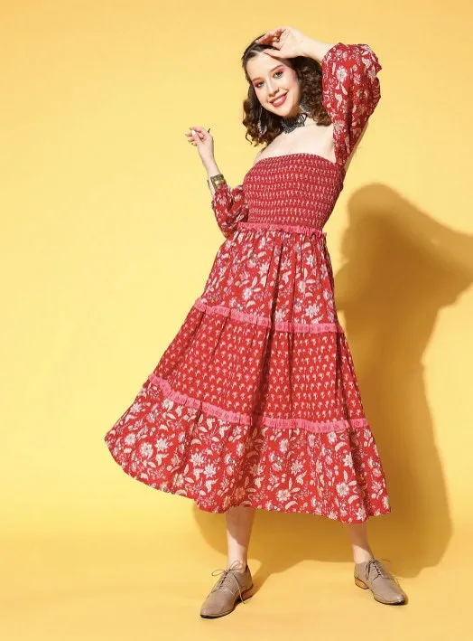 Romantic Red Floral All in the Details Dress