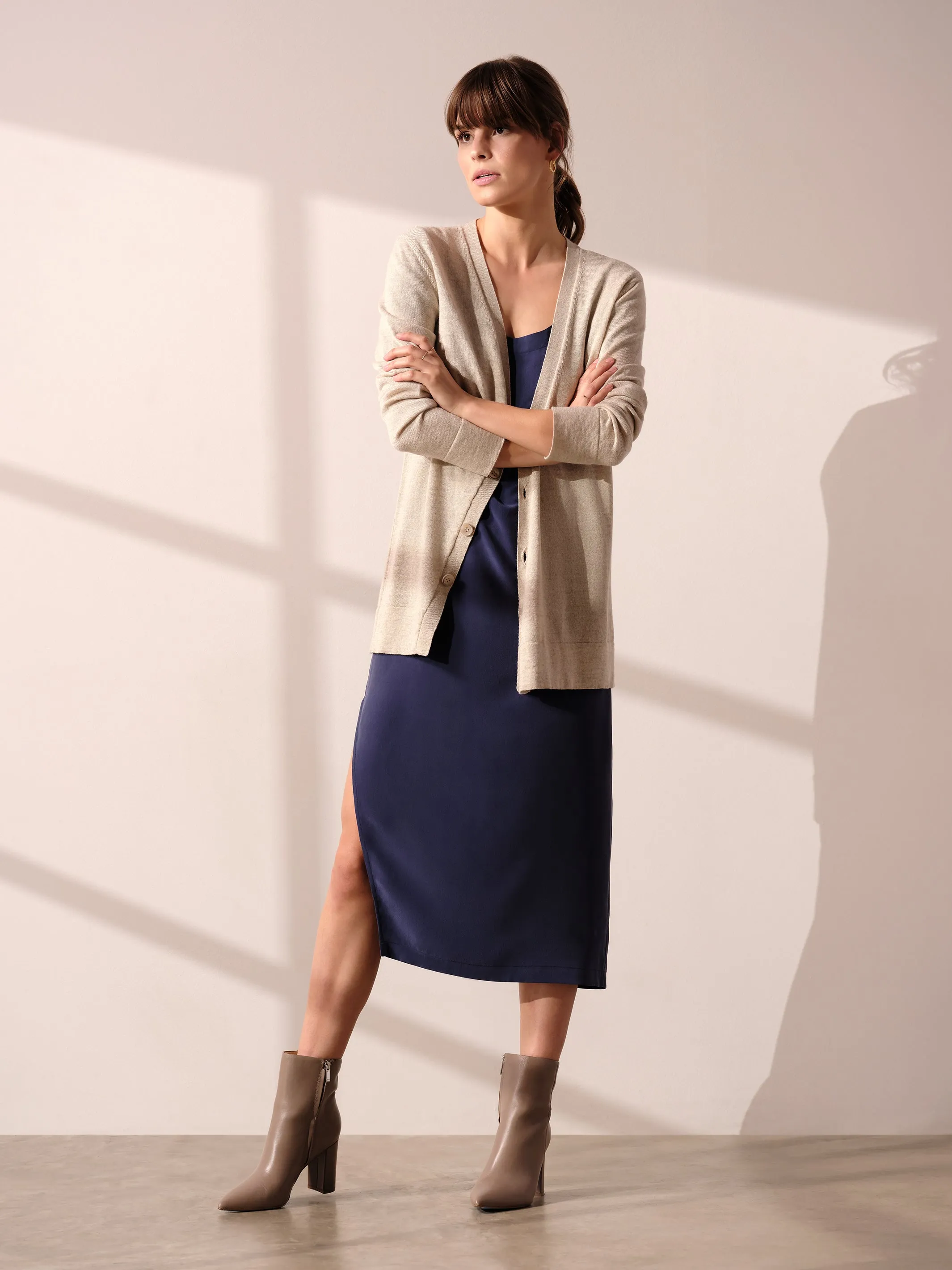 Silk Cashmere Askew Cardigan