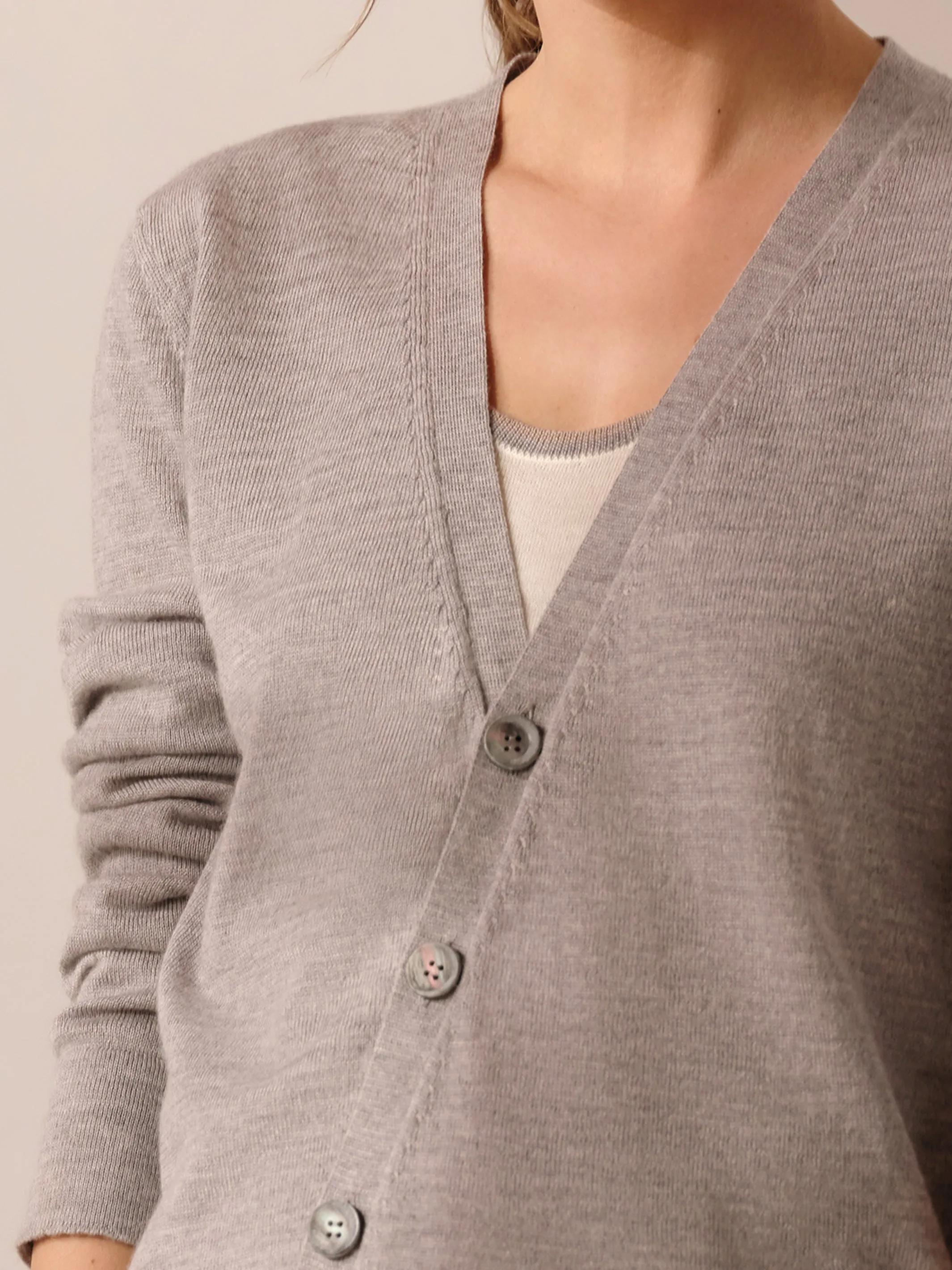 Silk Cashmere Askew Cardigan