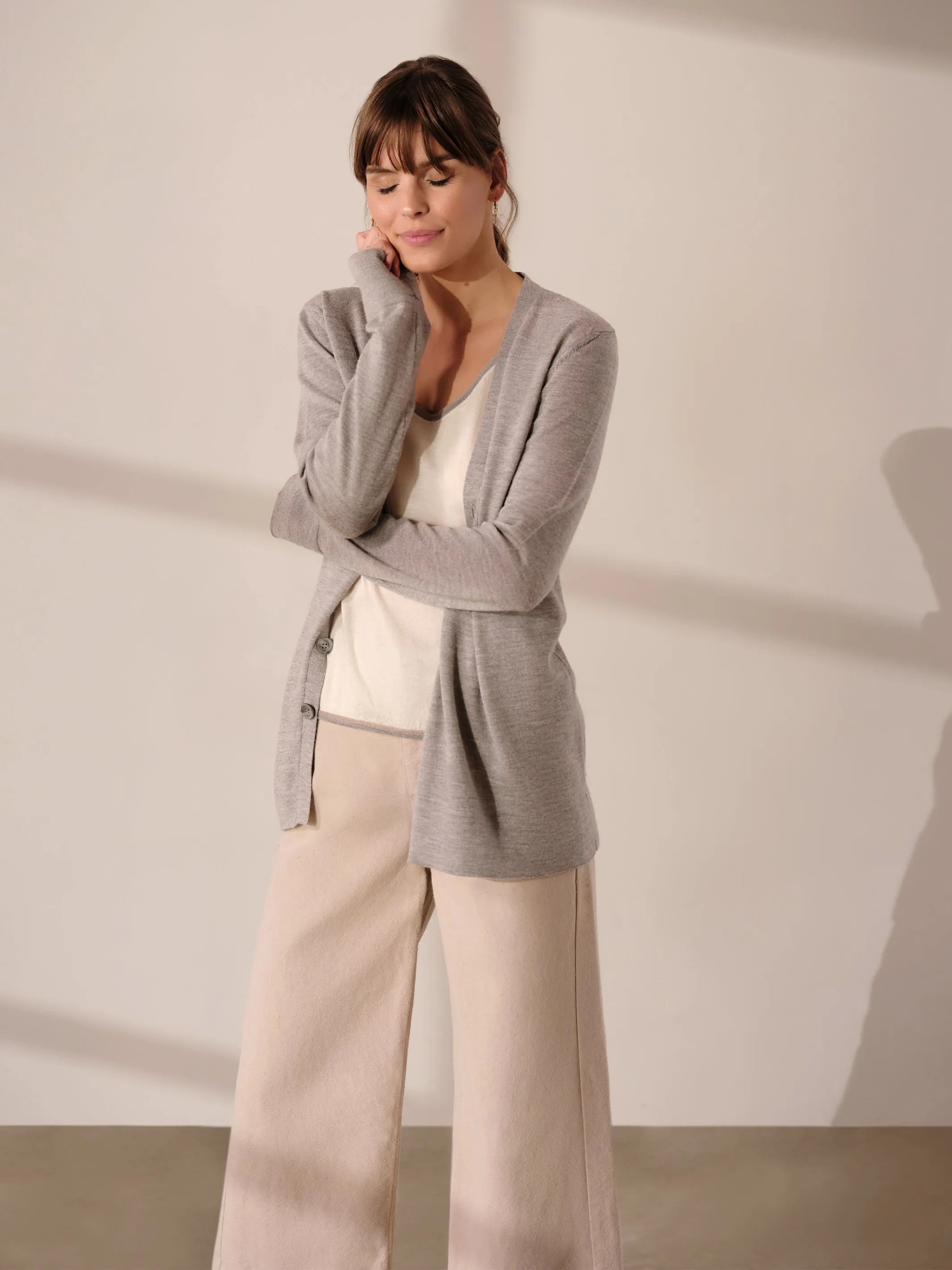 Silk Cashmere Askew Cardigan