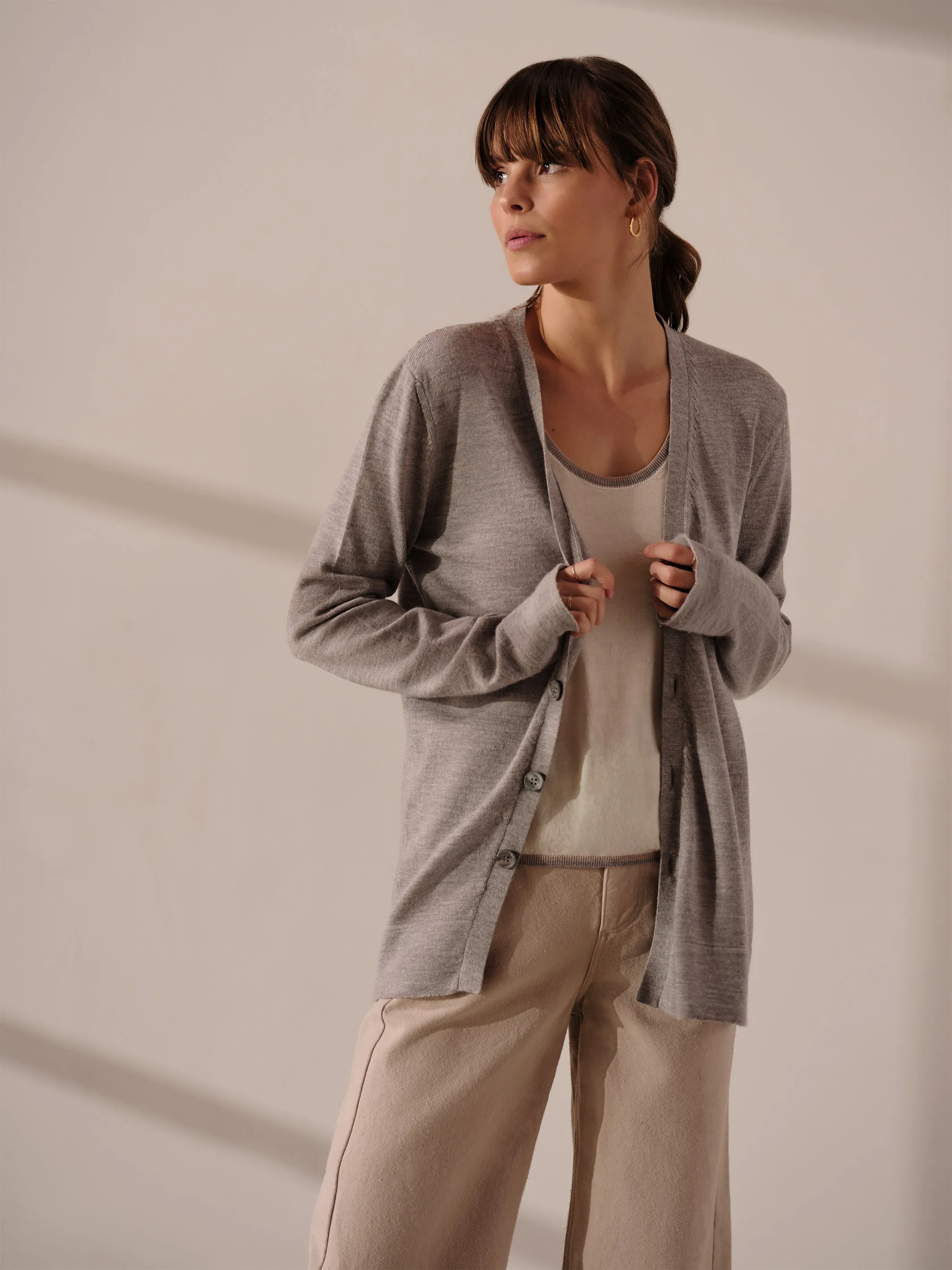 Silk Cashmere Askew Cardigan