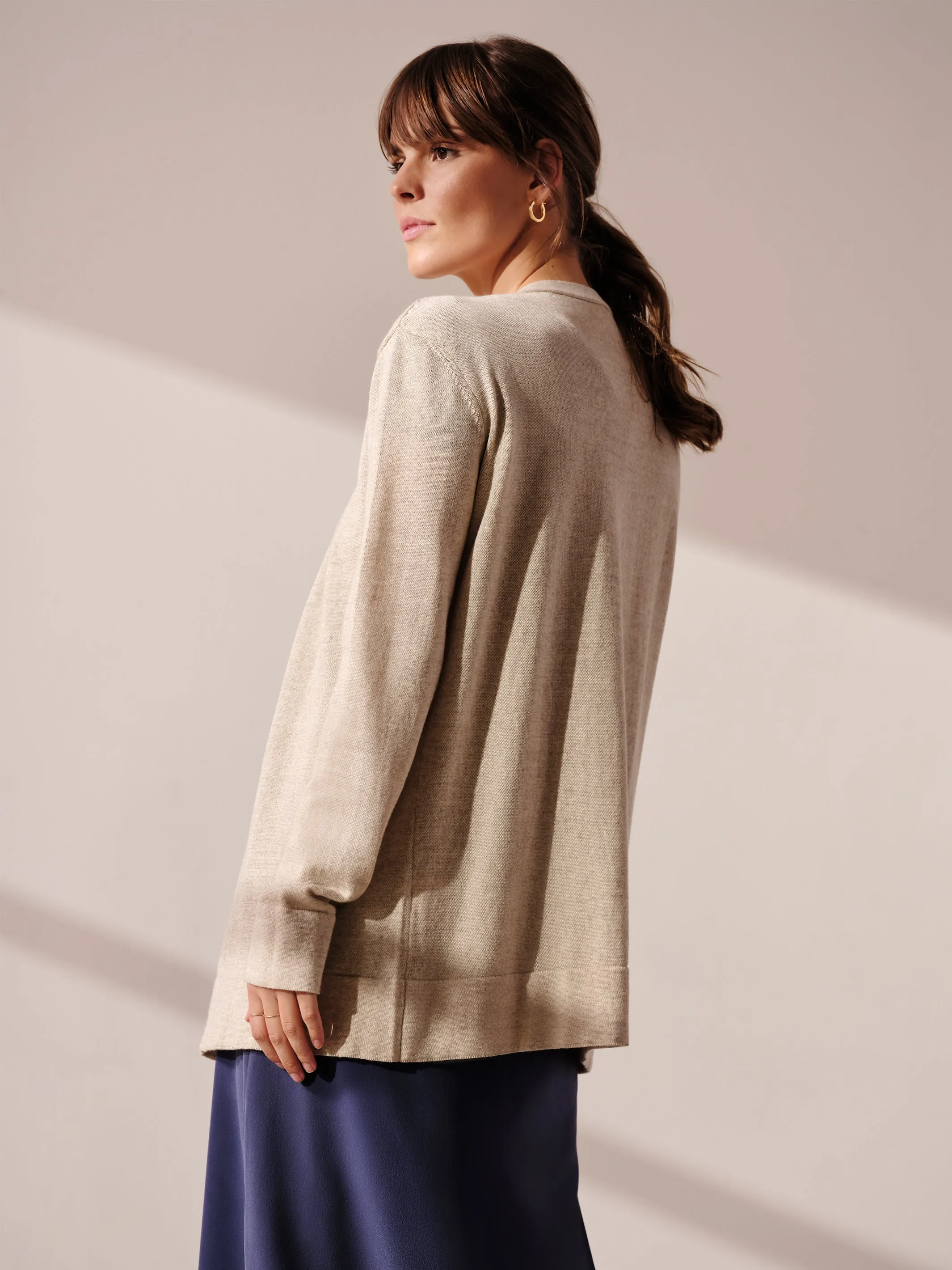 Silk Cashmere Askew Cardigan