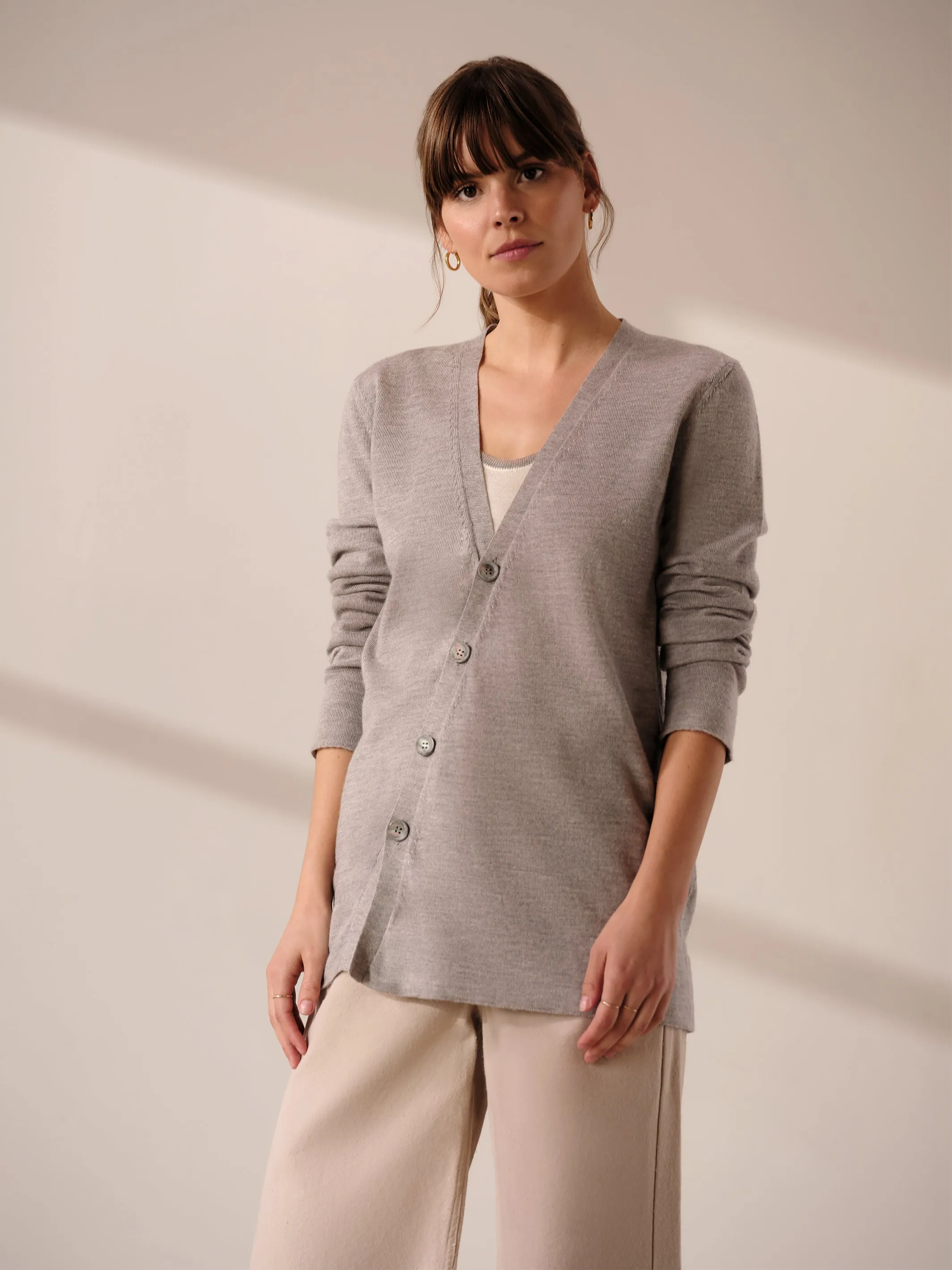 Silk Cashmere Askew Cardigan