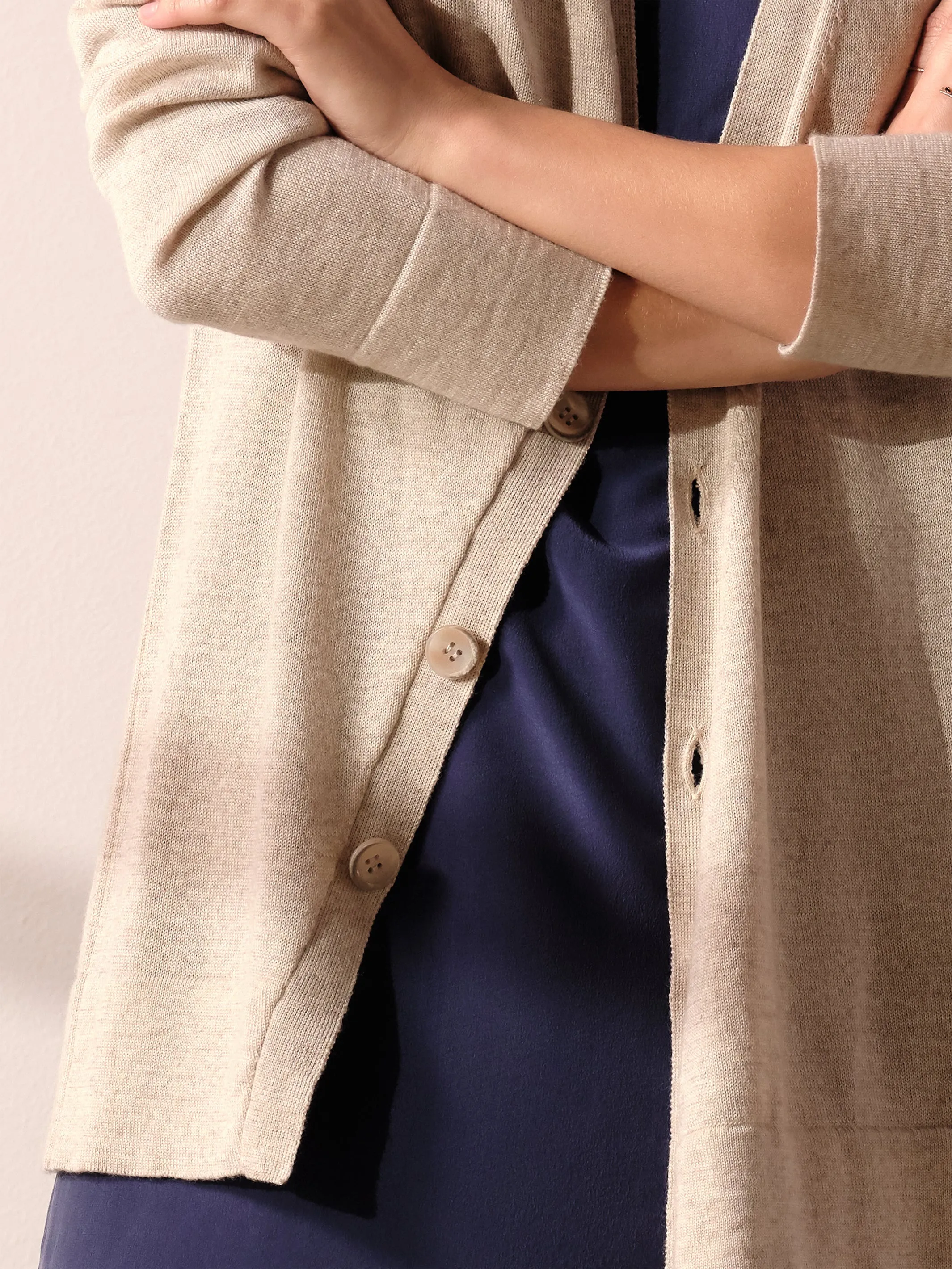 Silk Cashmere Askew Cardigan