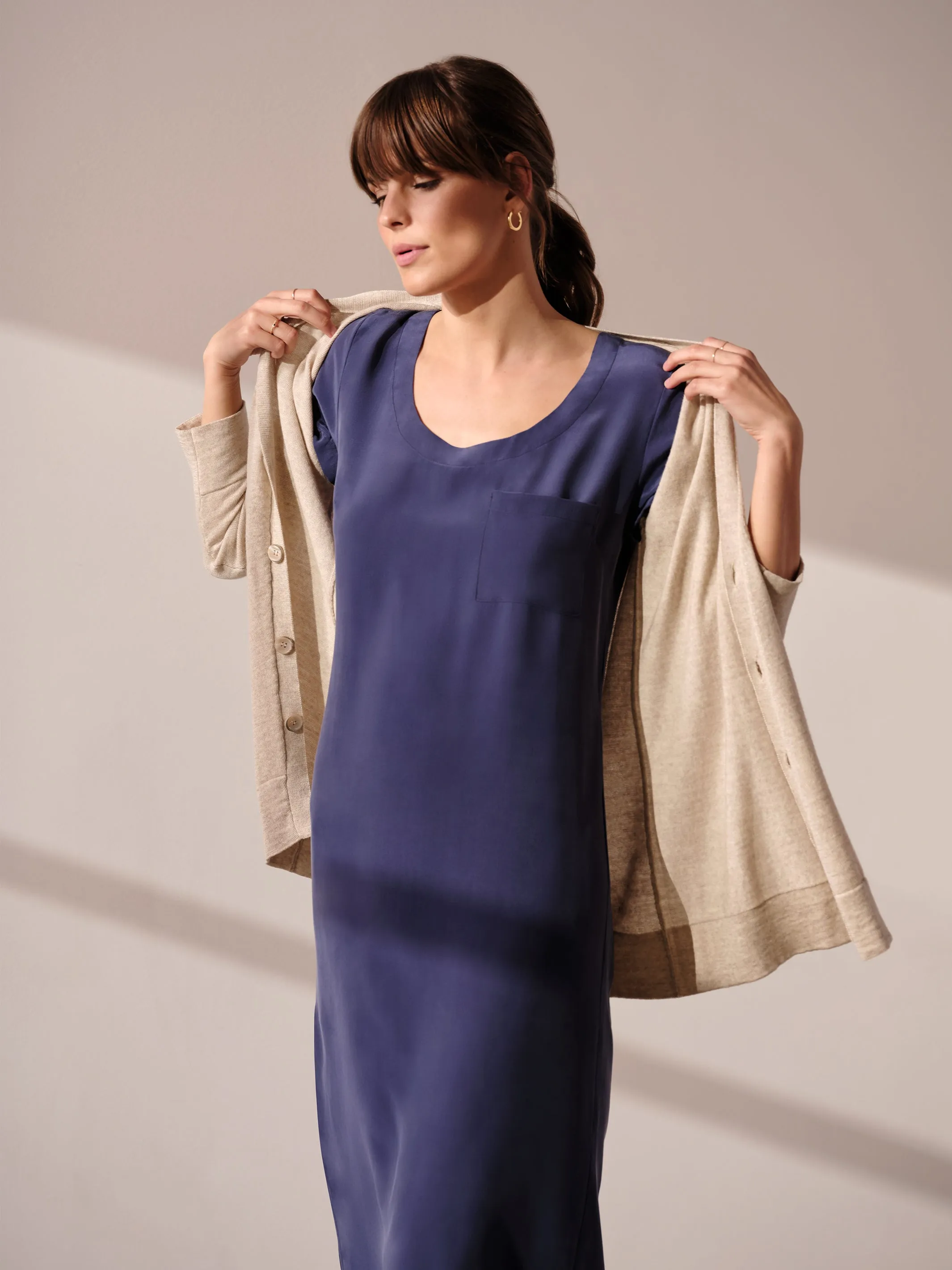 Silk Cashmere Askew Cardigan