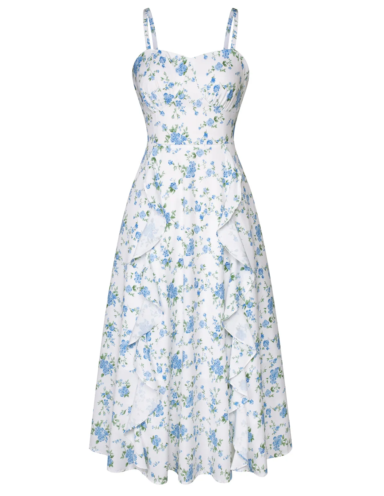 Sun Slip Dresses for Women Boho Maxi Dresses Casual Spaghetti Ruffle Dress
