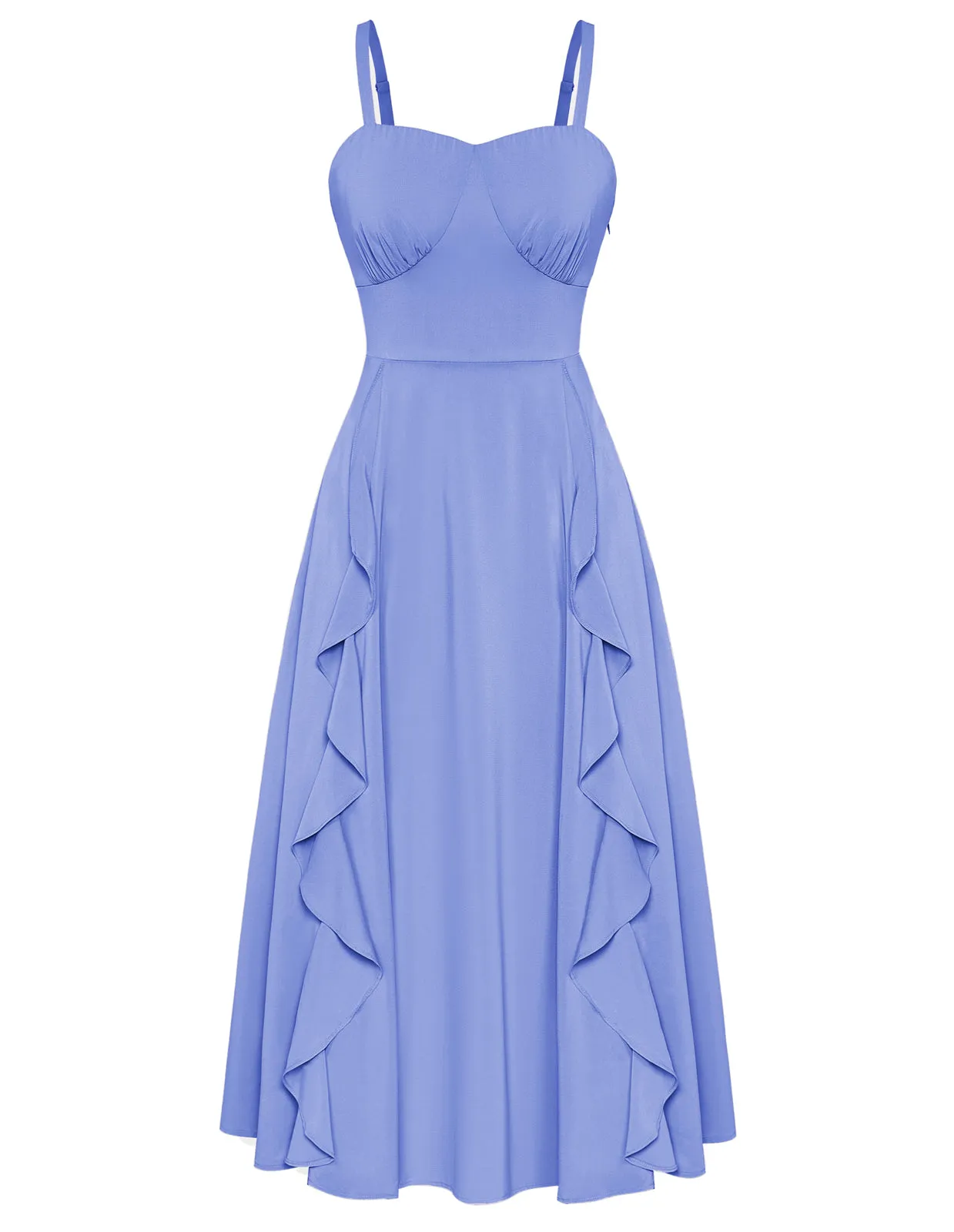 Sun Slip Dresses for Women Boho Maxi Dresses Casual Spaghetti Ruffle Dress