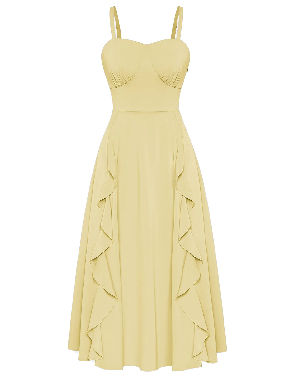 Sun Slip Dresses for Women Boho Maxi Dresses Casual Spaghetti Ruffle Dress