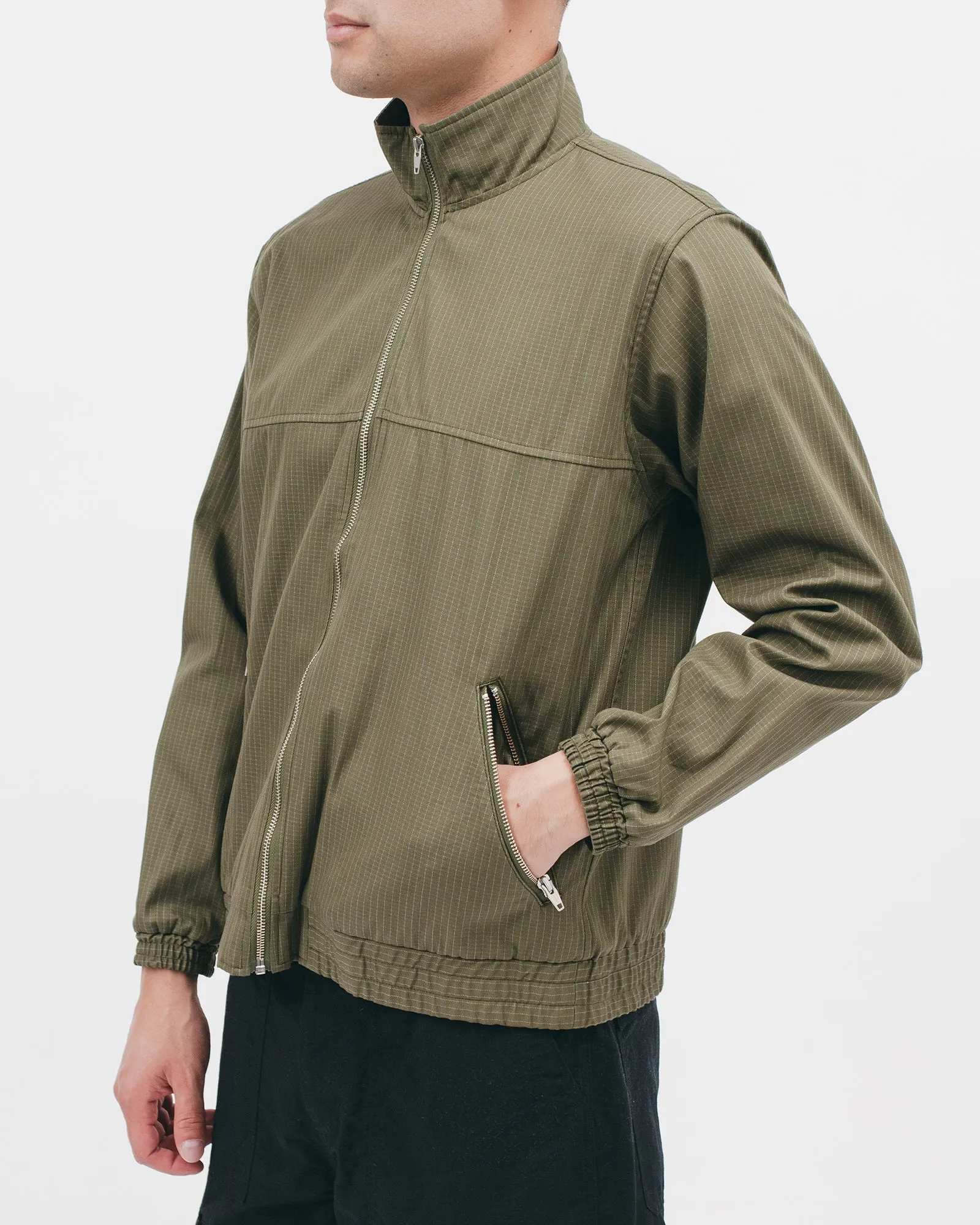 Track Jacket - Olive Grid