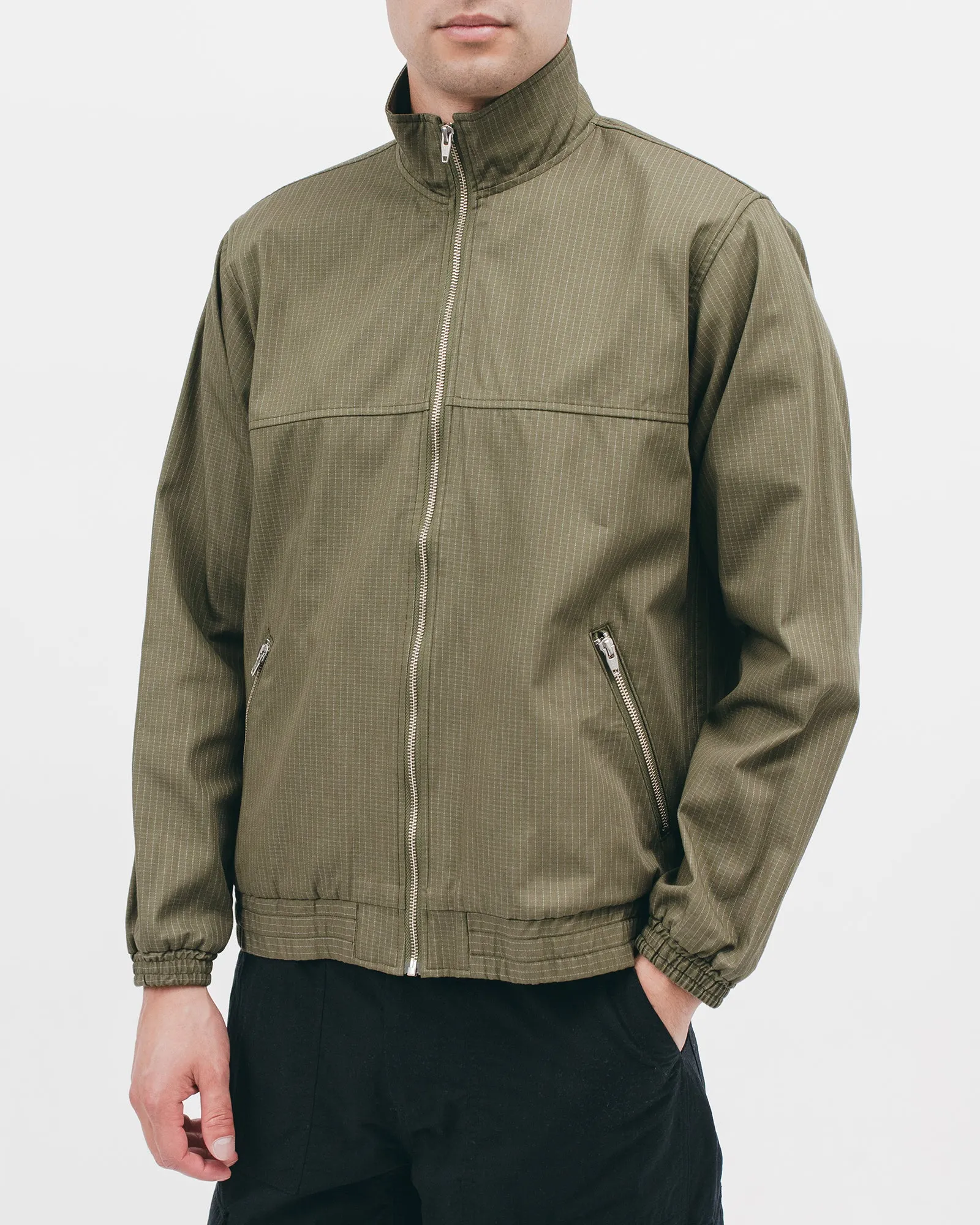 Track Jacket - Olive Grid