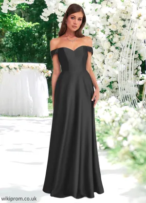 Trudie Off Shoulder Dropwaist Stretch Satin Ball Gown black SWKP0022726