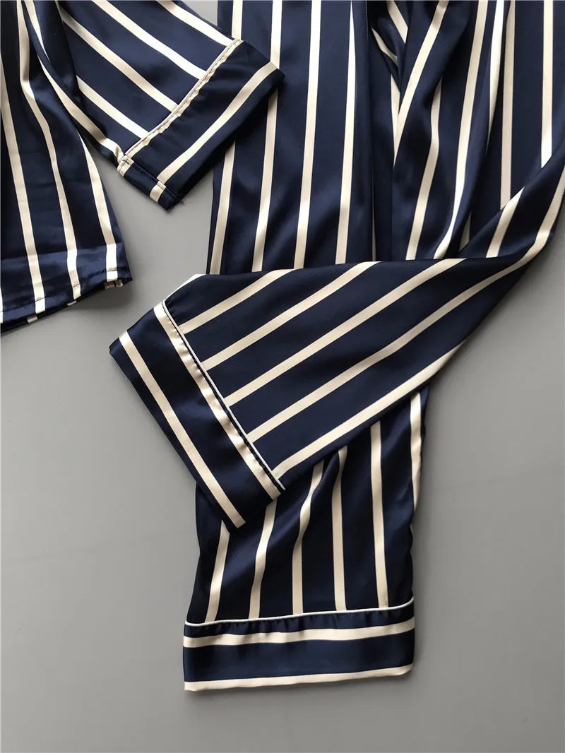 Vertical Stripe Rayon Pajama Set