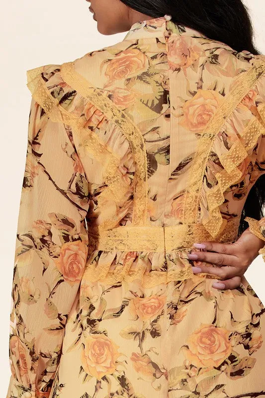 Vintage Garden Romper - Orange [S-3X]
