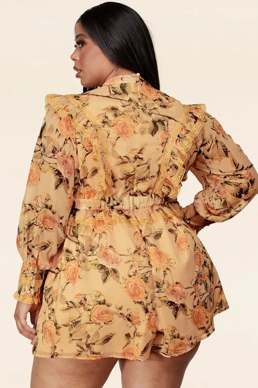 Vintage Garden Romper - Orange [S-3X]