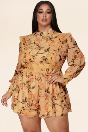 Vintage Garden Romper - Orange [S-3X]