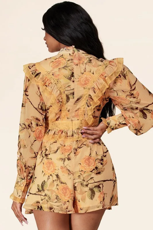Vintage Garden Romper - Orange [S-3X]