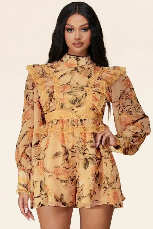 Vintage Garden Romper - Orange [S-3X]