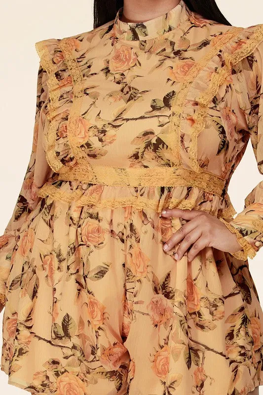 Vintage Garden Romper - Orange [S-3X]