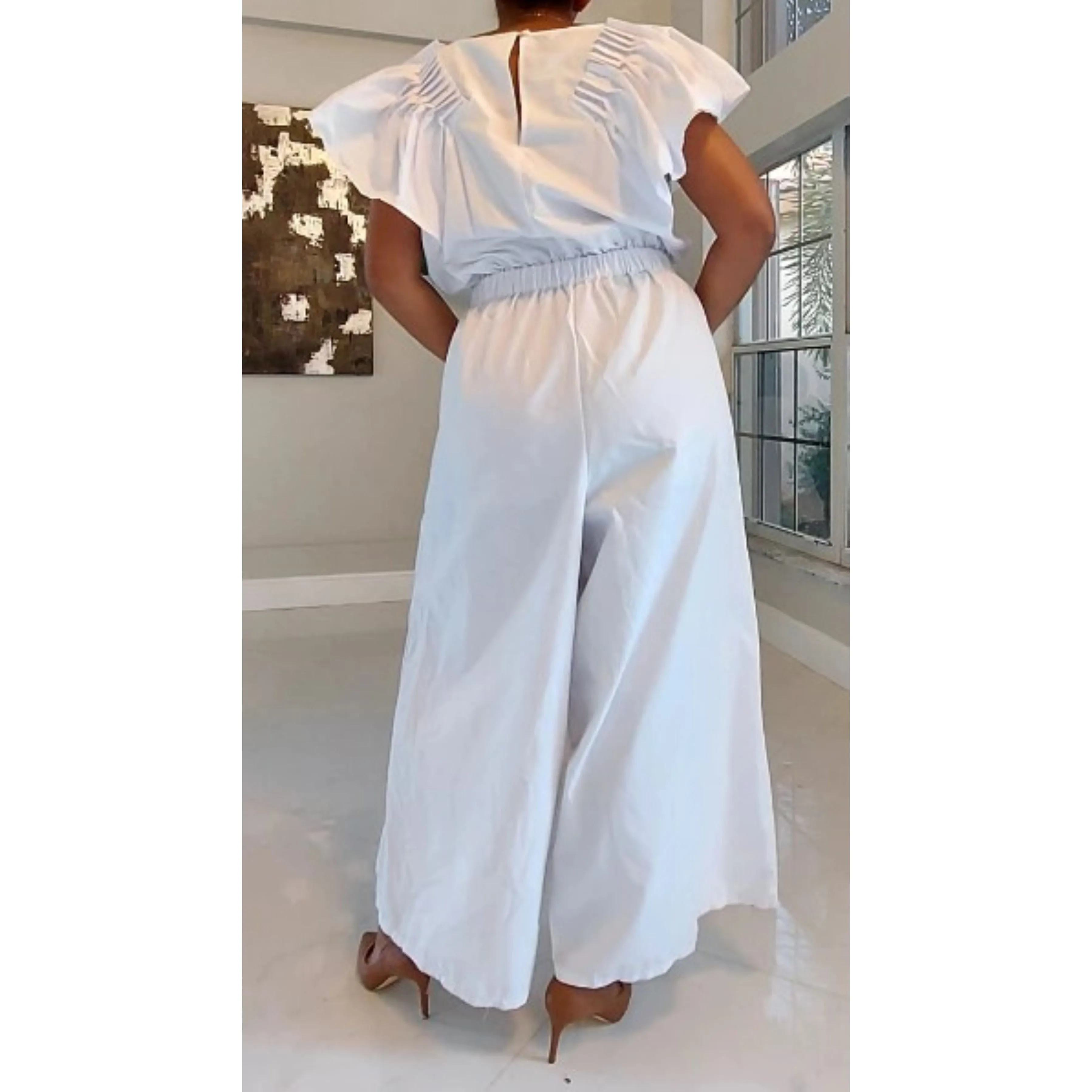 White Palazzo Jumper Romper