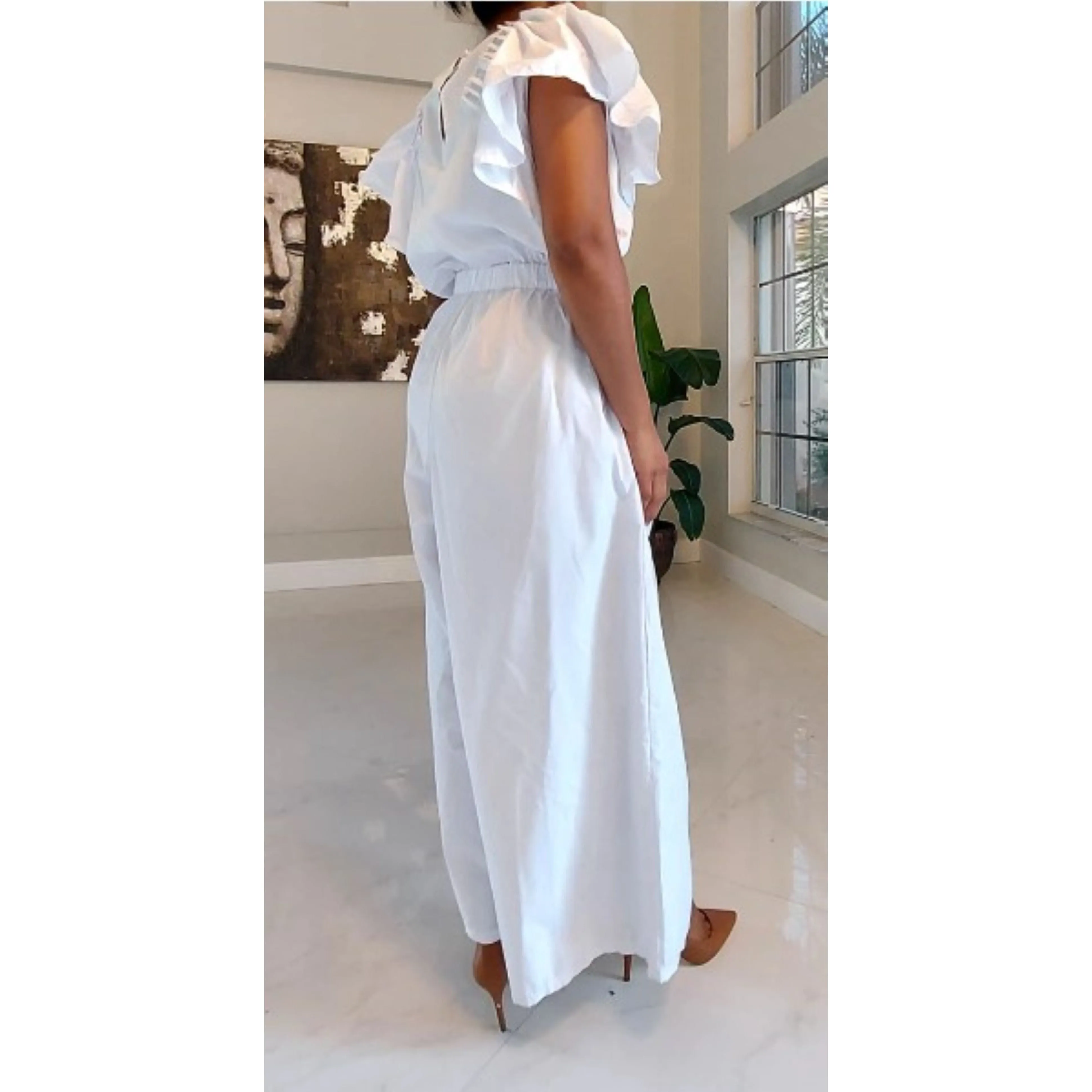 White Palazzo Jumper Romper