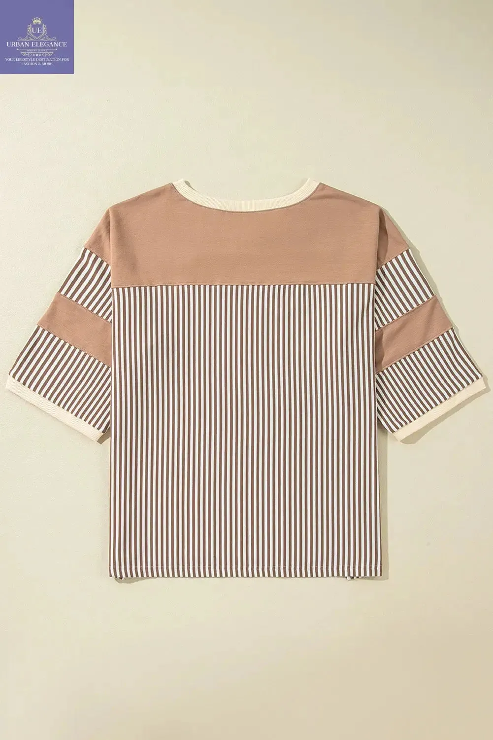 White Stripe Patchwork Plus Size T-Shirt