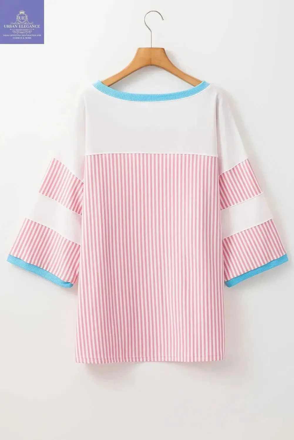 White Stripe Patchwork Plus Size T-Shirt