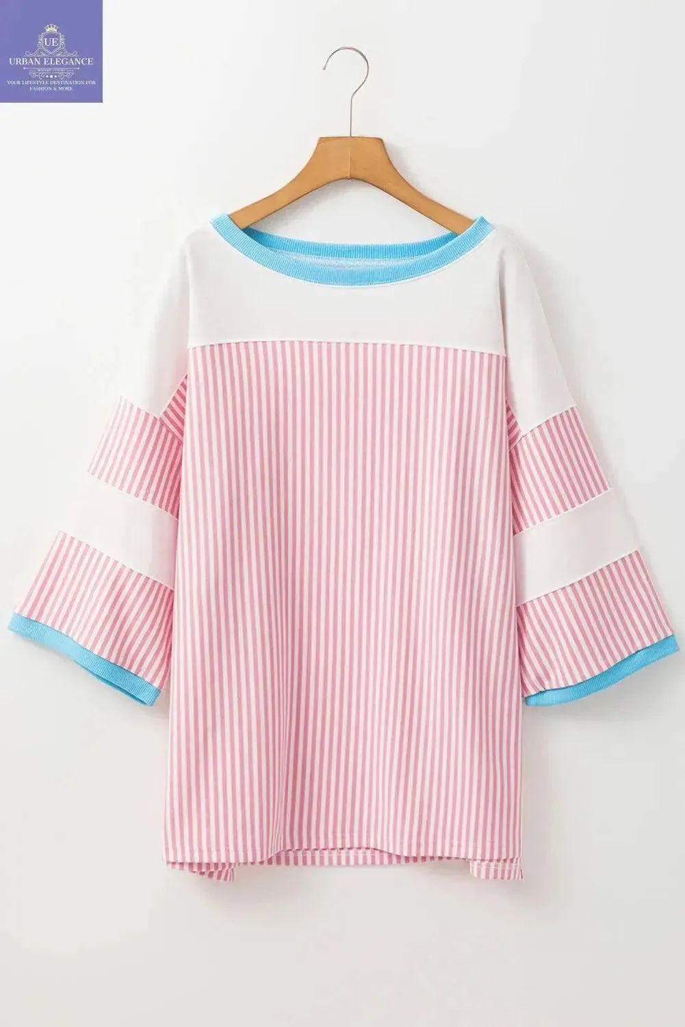 White Stripe Patchwork Plus Size T-Shirt