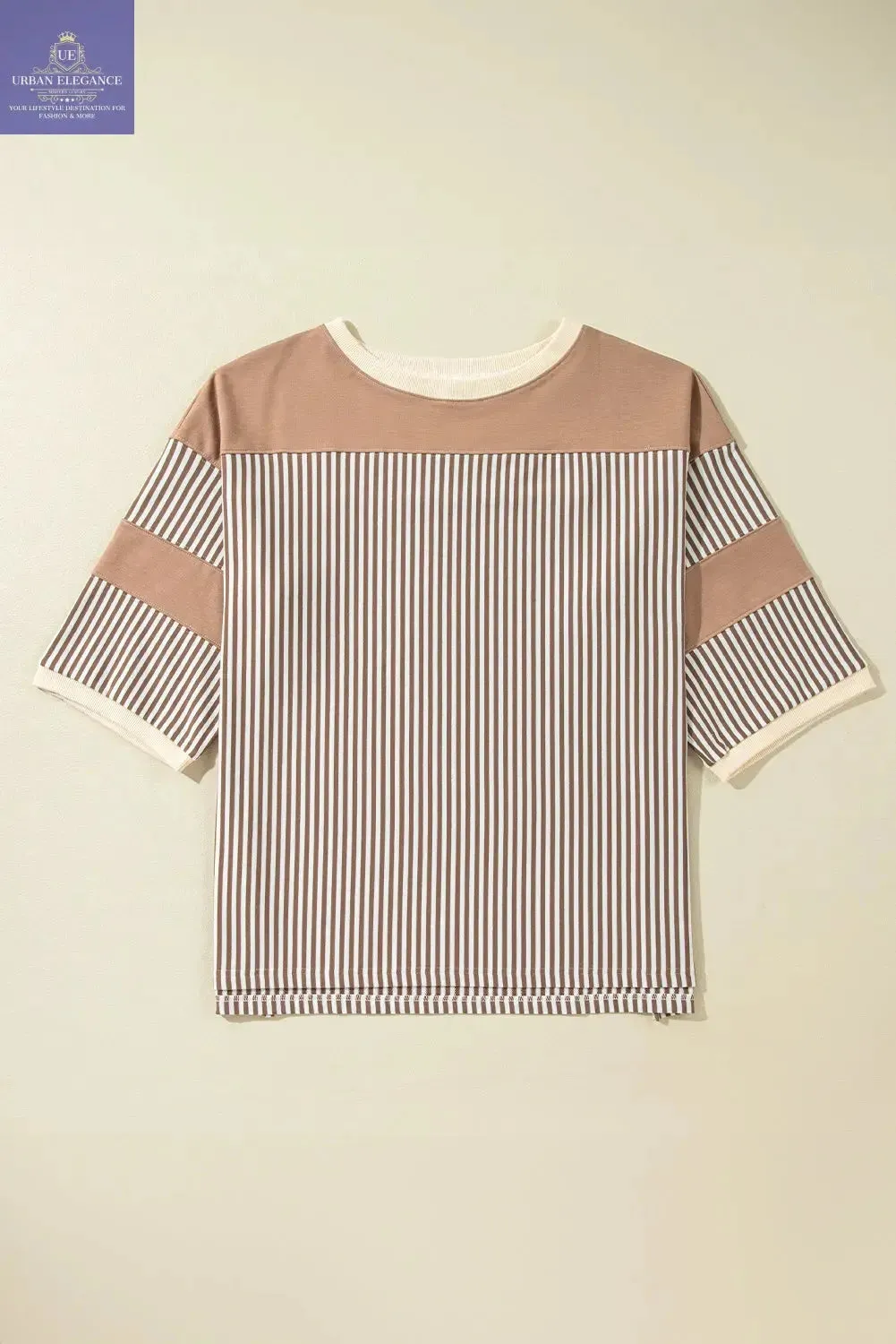 White Stripe Patchwork Plus Size T-Shirt