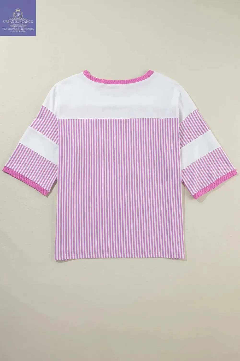 White Stripe Patchwork Plus Size T-Shirt