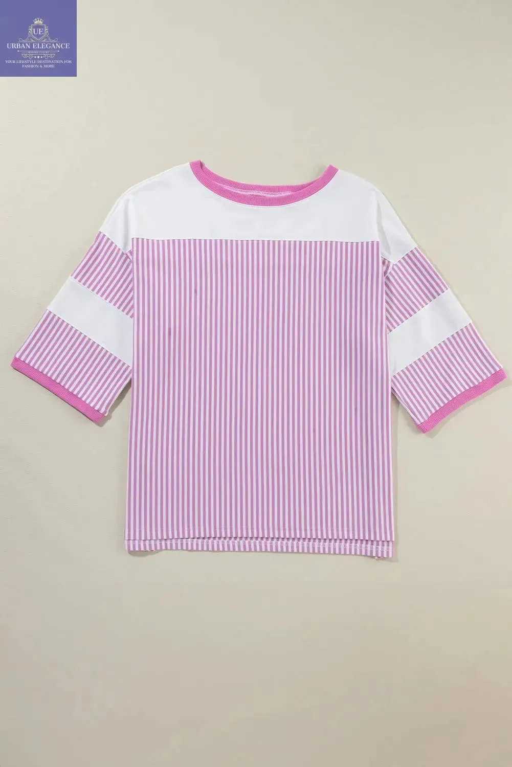 White Stripe Patchwork Plus Size T-Shirt
