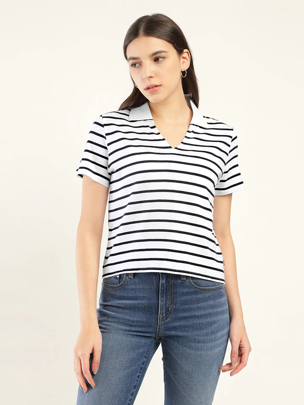 Women's Striped Polo T-Shirt