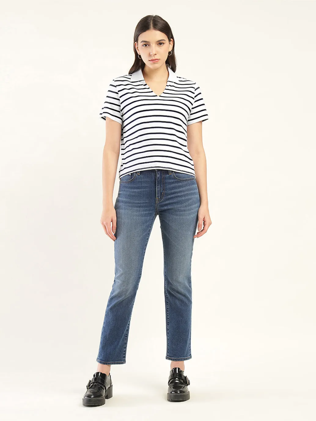Women's Striped Polo T-Shirt