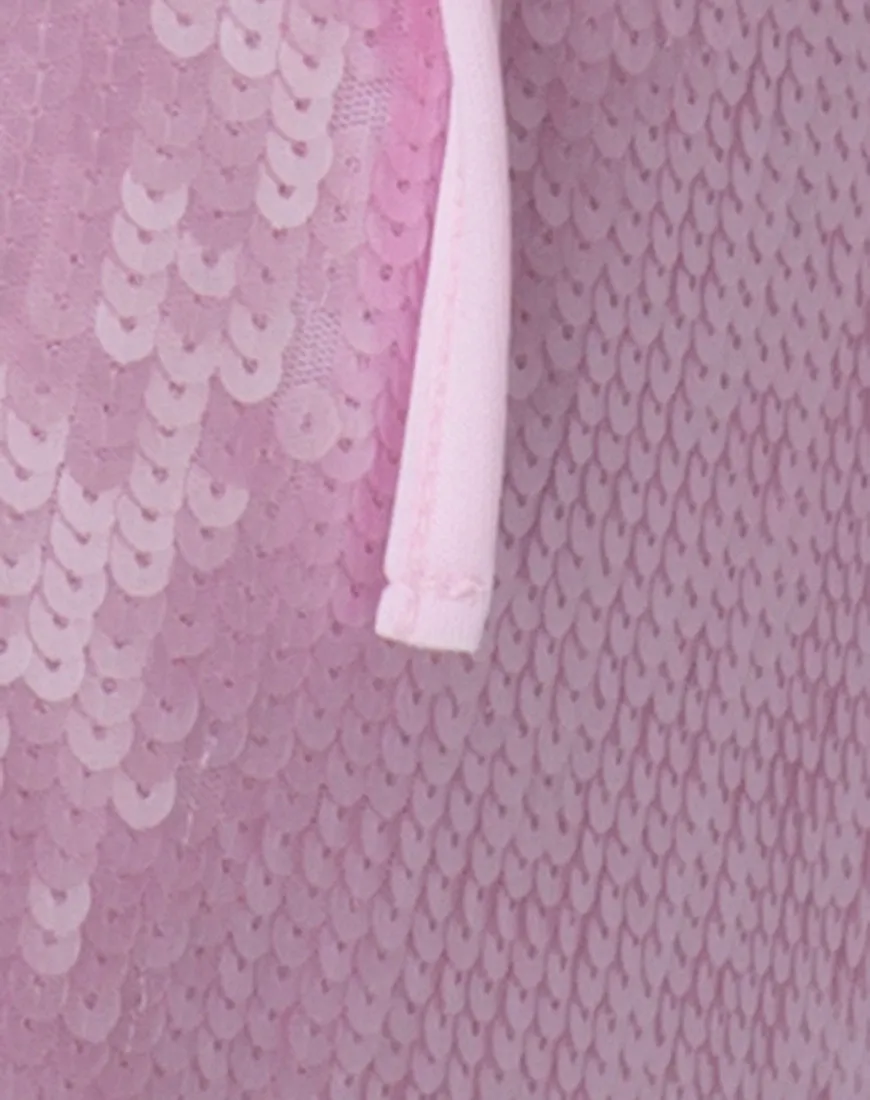 Wrap Skirt in Pink Tint Sequin