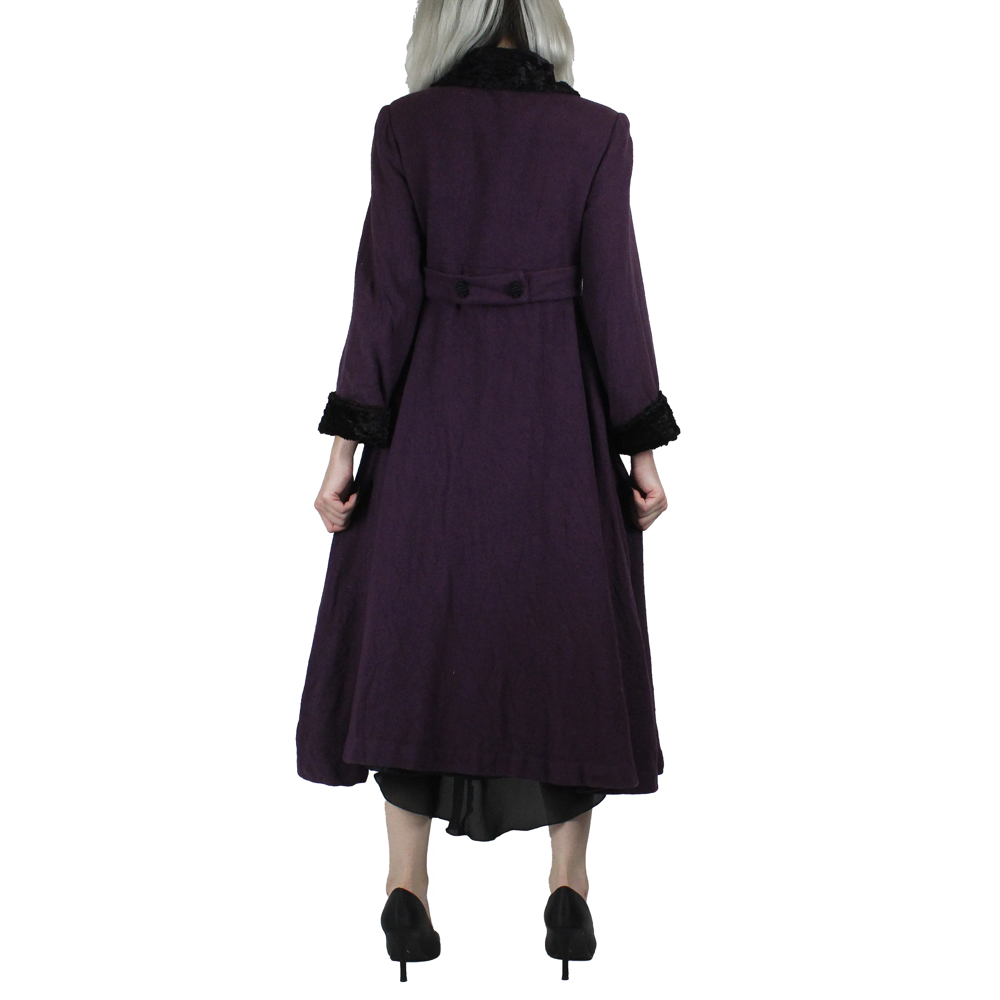 Y2K Plum Wool Coat (XS)